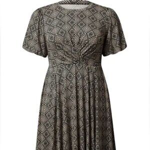 Torrid Mini Super Soft Balloon‎ Sleeve Aline skater Dress black beige size 3